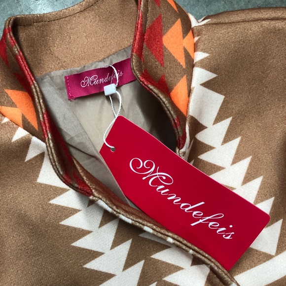 Womens Boho Tribal Aztec Blanket Coat Multi Color New With Tags! Medium - Picture 6 of 9